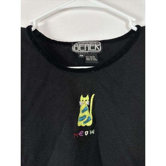 Vintage Berer by Takako Sakon Sweater Top Cotton Blend Petite Medium Meow - Picture 2 of 7